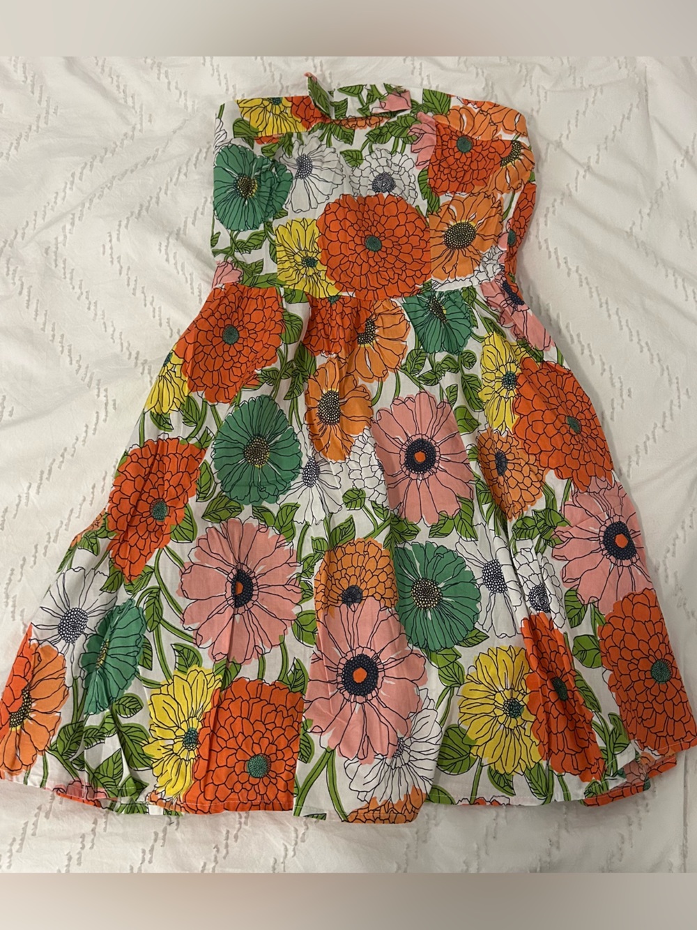 Bebop Women’s Juniors Retro Colorful Floral Strapless Dress Small Bohemian Beach